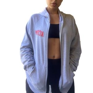 Lightweight fleece lined KCRW hoodie in gray